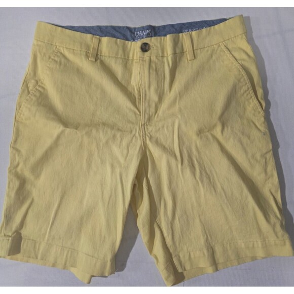Chaps Men's Yellow Flat Front Casual Shorts - Perfect for Summer, Size 34 - Picture 2 of 7